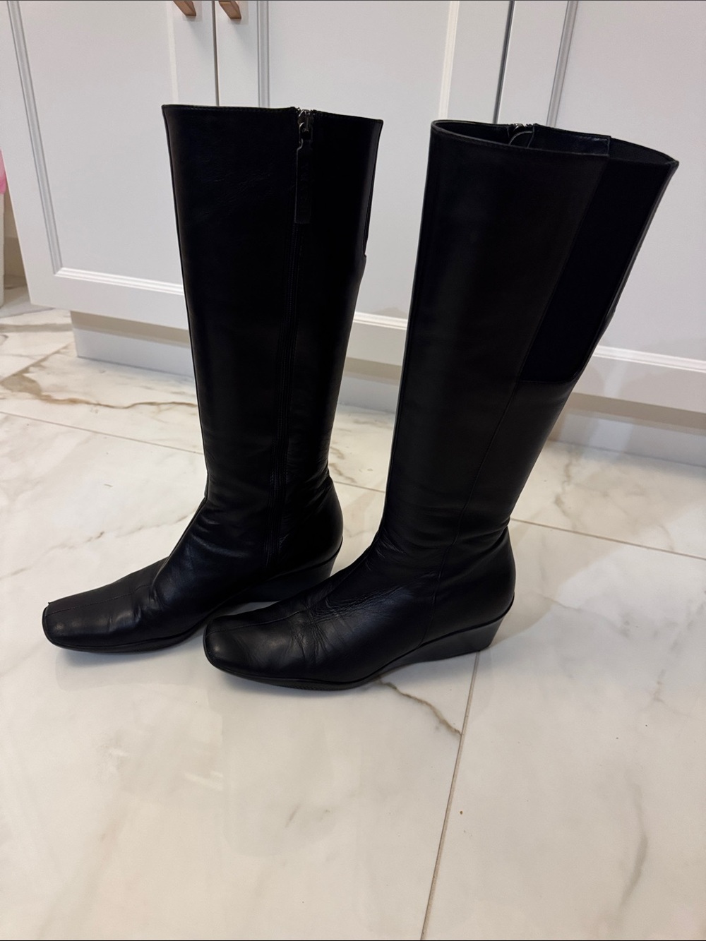 Prada Black Leather Over-the-Knee Boots